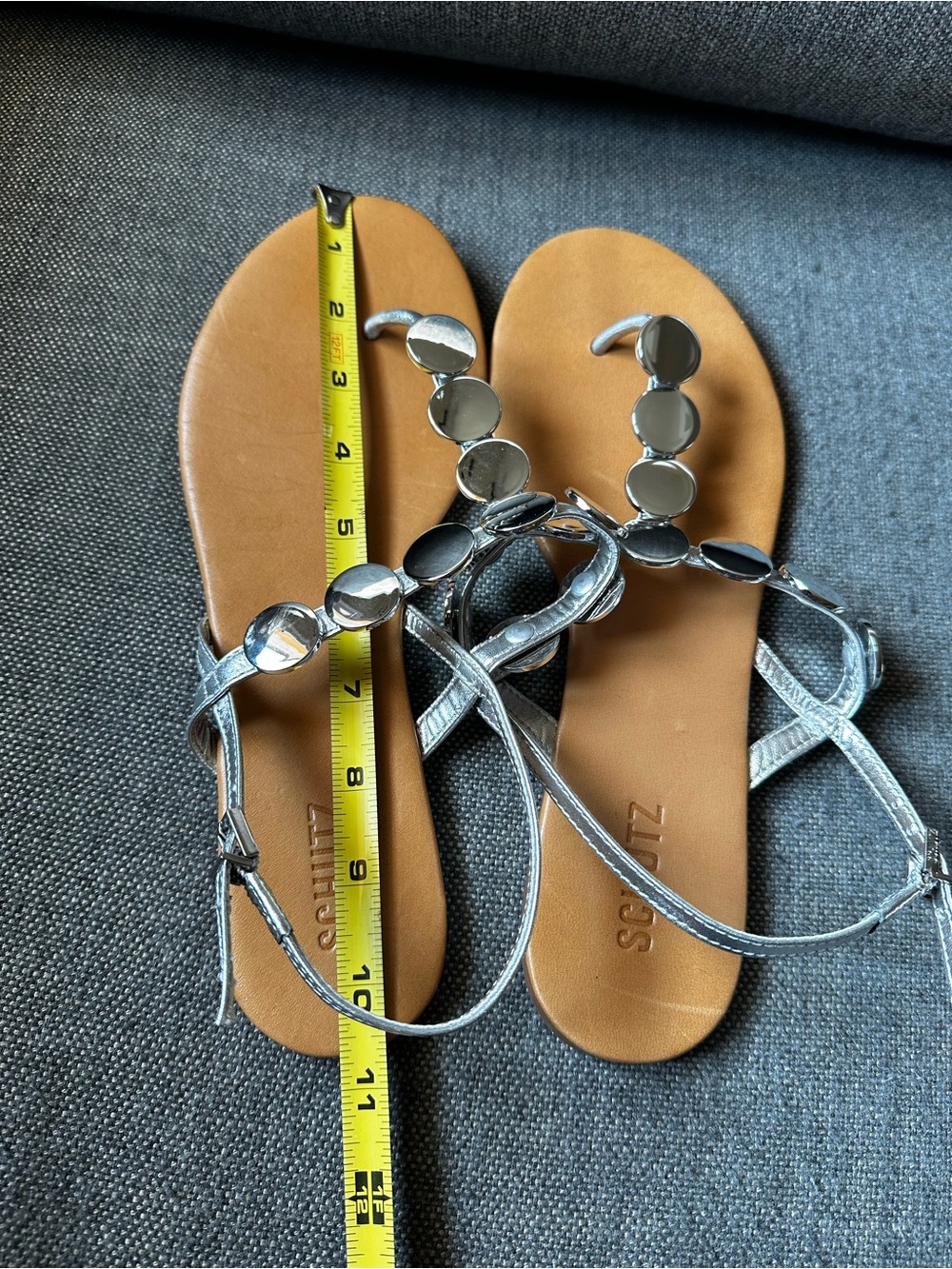 NWT Schutz Acacia T Sandals ✨ Silver Metallic 11 - Picture 3 of 3